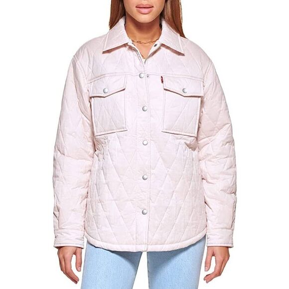 Levi's Women's Quilted Shirt Jacket Shacket Peach Blossom Pink Plus Size XXL NWT - Picture 1 of 9